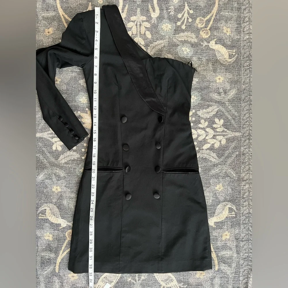 Zara one shoulder tuxedo Black Double-Breasted Dress - Picture 3 of 5